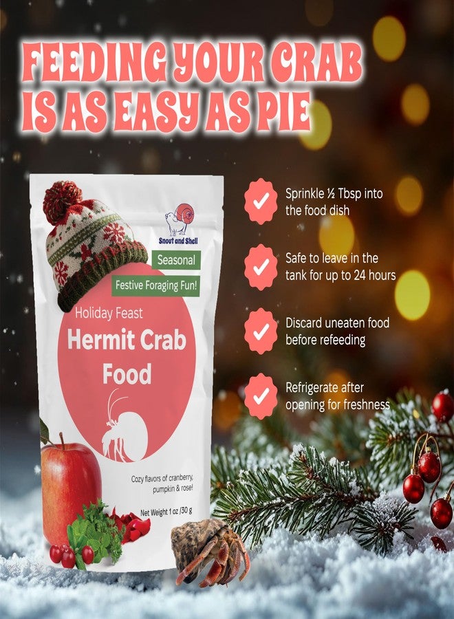 Snout and Shell Limited Edition Holiday Feast Premium Hermit Crab Food - Natural Seasonal Treat for Christmas & Thanksgiving | Nutritious Cranberry, Pumpkin & Rose Petal Blend for Enrichment & Health, 1 oz Bag - Image 4